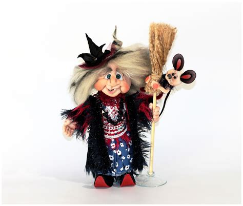 Crone Kitchen Witch Soft Sculpture Doll Witch With Broom Etsy