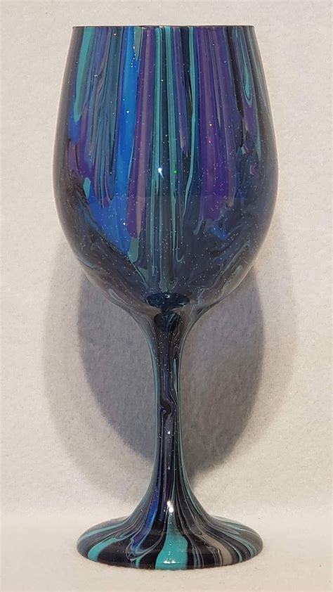 Custom Wineglass Acrylic Pouring Art Pouring Art Acrylic Pouring