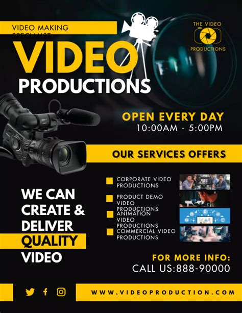 Black And Yellow Video Production Agency Flye Template Postermywall