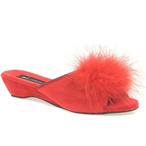 Lotus Fantasy Slippers Ladies Feather Trim Wedges Charles Clinkard