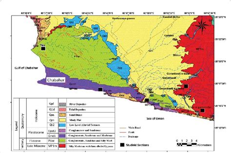 Geologic Map Of The Study Area Chabahar Gulf That Shows Measured