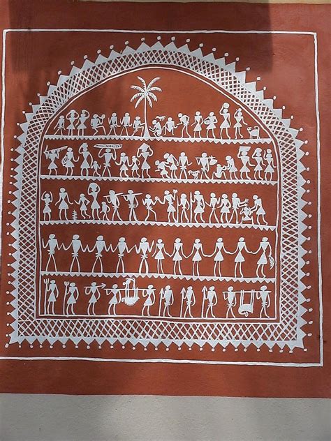 Traditional Warli Painting Borders Download Free Mock Up