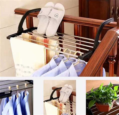 Mounted on a pulley system, it can be lowered to hang your clothes, then raised to take advantage of warm air at ceiling height. Easy Ways to Hang and Dry Clothes on a Balcony - Small ...