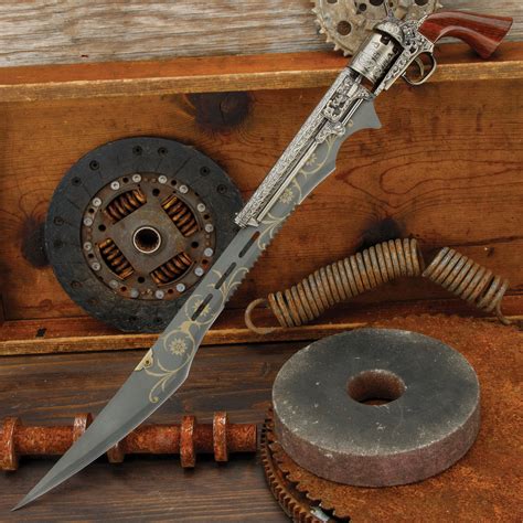 Otherworld Steampunk Gun Blade Sword With Nylon Shoulder Sheath