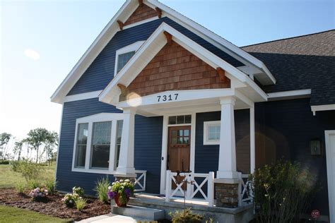 Image result for craftsman gable trim white | House exterior blue