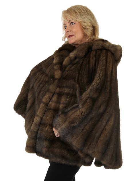 russian sable fur cape with hood women s fur cape osfa estate furs