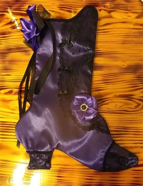 Sale Handmade Gothic Purple Satin Black Lace Victorian Heeled Etsy