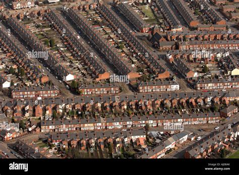 Aerial View Of Terraced Houses In Aston Area Of Birmingham England Uk