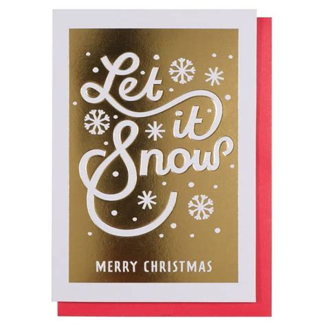 Let It Snow Gold Christmas Card Gold Christmas Christmas Cards Cards