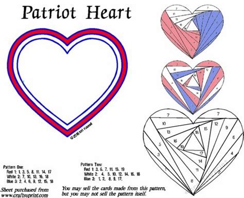 Heart Surrounded By Red White And Blue Iris Folding Pattern Card