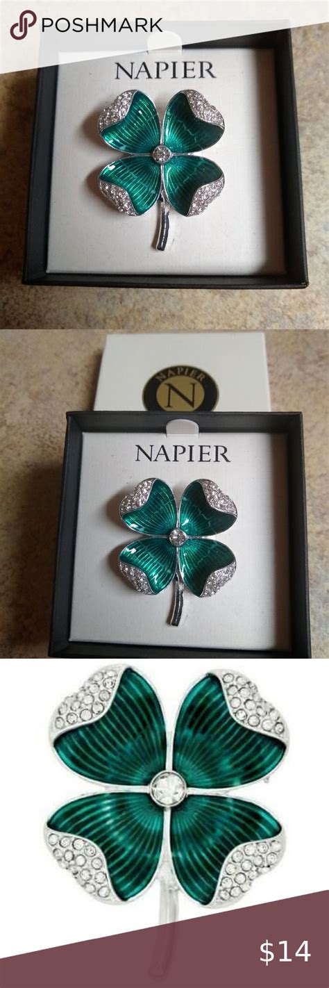 Napier Four Leaf Clover Brooch Pin New In Box Clover Leaf Napier
