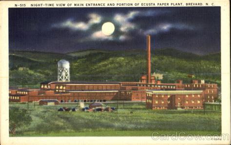 Night Time View Of Main Entrance And Portion Of Ecusta Paper Plant
