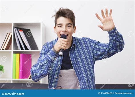 Child With The Microphone Singing Stock Photo Image Of Education