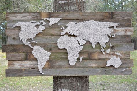 custom nail and string art world map on by stencilsandstring