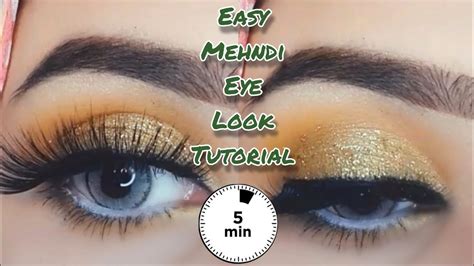 Easy Golden Glitter Eye Makeup Tutorialmakeup With Yellow Dress For