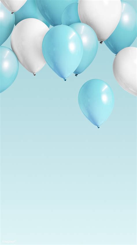 Blue And White Balloons Floating In The Air