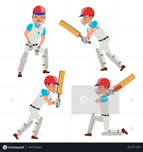 Best Premium Cricket Player Male Vector Cricket Team Characters Flat