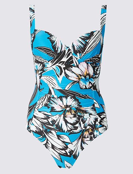 Secret Slimming™ Floral Printed Plunge Swimsuit Mands Collection Mands