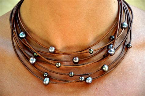 DIY NECKLACE Another Easy Recreatable Pearl And Leather Necklace