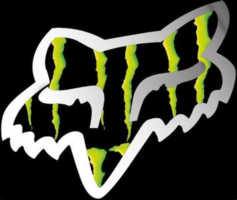 X Fox Head Monster Energy Logo Camo Style Black With Silver Outline