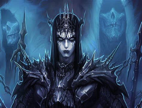 Fantasy Demon Fantasy Man Armor Blue Dark Spikes Skull Evil Wallpaper