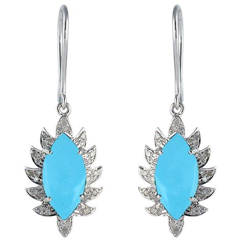 Pearl Diamond And Turquoise Drop Earrings At Stdibs