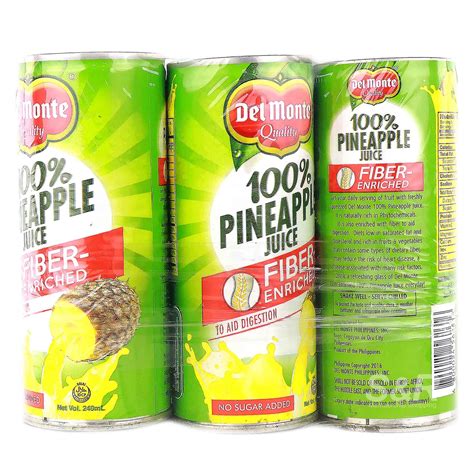 Del Monte Pineapple Juice Fiber 240ml X 6 Cans