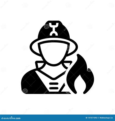 Black Solid Icon For Fireman Firefighter And Safety Stock Vector