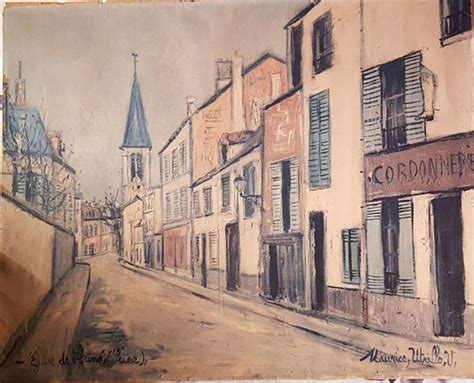 Eglise De Strins Seine Signed By Maurice Utrillo Painting 1 Get