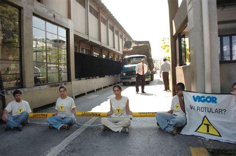 Our vision is a greener, healthier and more peaceful planet, one that can sustain life for generations to come. 2008 - Greenpeace protesta em frente à empresa Vigor ...