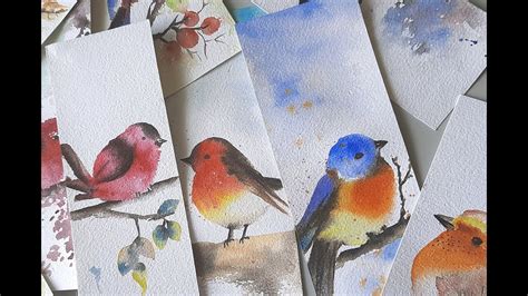 Simple Watercolor Bird Tutorial Watercolor Bookmarks How To Paint Birds In Watercolor For