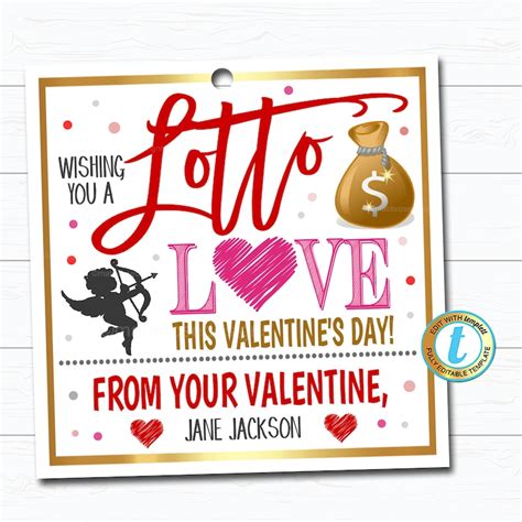 valentine lottery ticket t tag wishing you a lotto love etsy