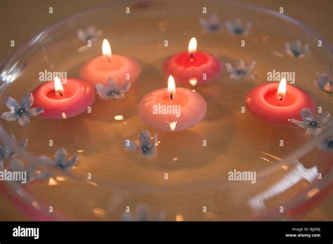 Floating Candles In Water Stock Photo Alamy