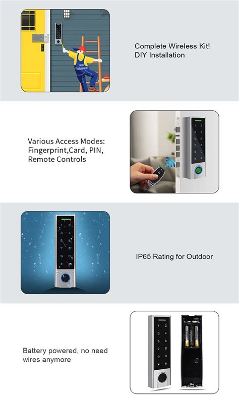 Fingerprint Access Control Kit Wireless Door Lock 433mhz Remote Control