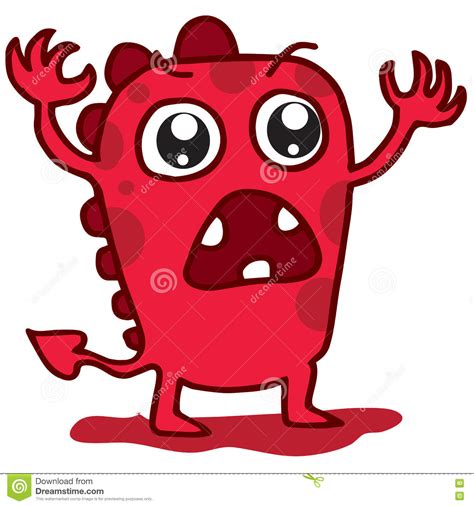 Cartoon Funny Red Monster T Shirt Design Stock Vector Illustration Of