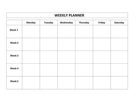 Simple Weekly Planner Form