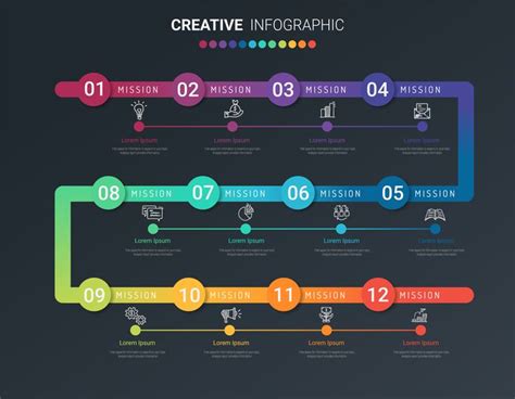 Timeline Vector 12 Steps Infographic Planner Design Timeline