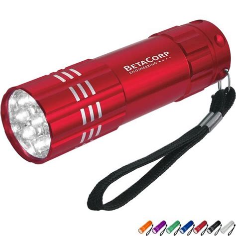 Aluminum 9 Led Flashlight With Strap Foremost Promotions