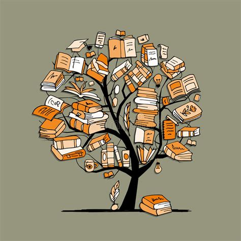 Books Tree Sketch For Your Design Stock Vector Illustration Of Logo Learning 84914908