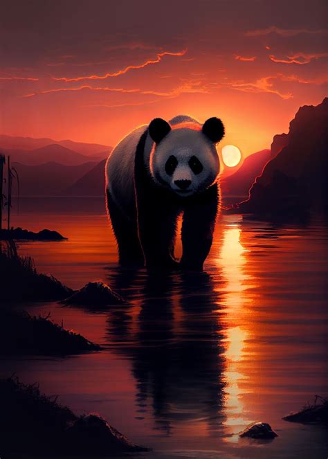 Panda Sunset Poster By Decoydesign Displate