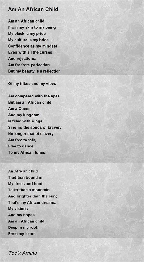 Am An African Child Am An African Child Poem By Teek Aminu