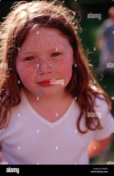 Freckled Little Girl Stock Photo Alamy