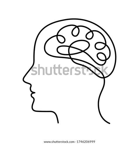 Continuous Stylized Modern Drawing Human Head Stock Vector Royalty
