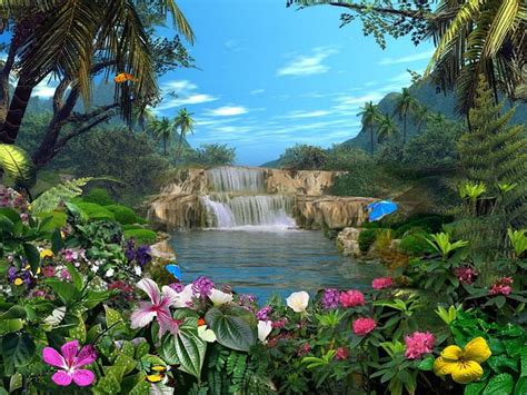 Nature At Its Best Water Flowers Waterfall Nature Butterflies