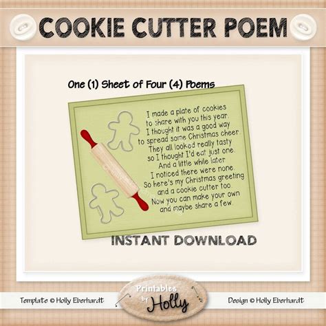 Poem Cookie Cutter Christmas Instant Download Printable Etsy