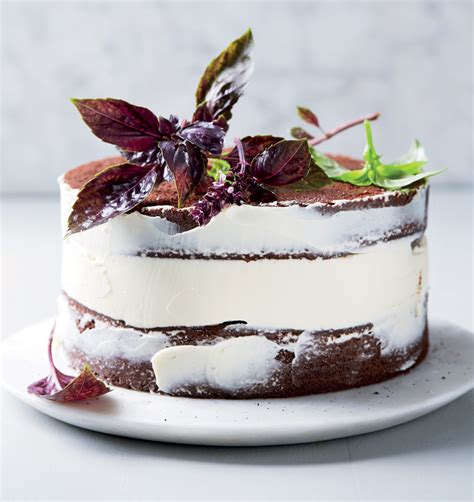 Easy Naked Chocolate And Basil Cake With Cream Cheese Icing