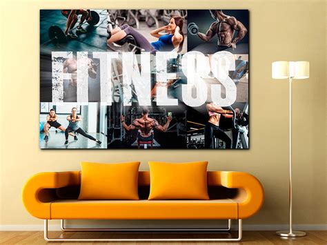 Gym Home Decor Canvas Gym Design Art Workout Motivation Sport Etsy