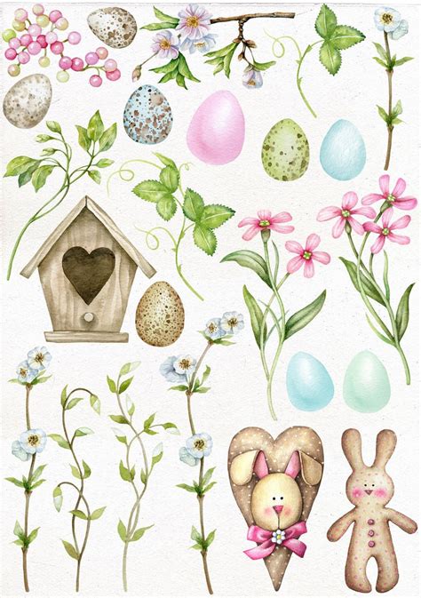 Easter Watercolor Clipart Digital Easter Eggs Clip Art Etsy