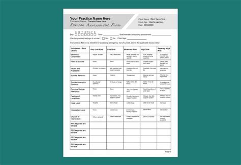 Suicide Risk Assessment Form Template PDF TherapyByPro