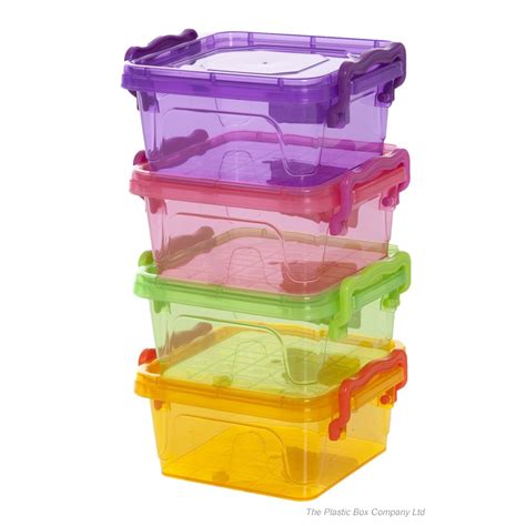 Buy 350ml Small Square Plastic Storage Box With Clip On Lid Small